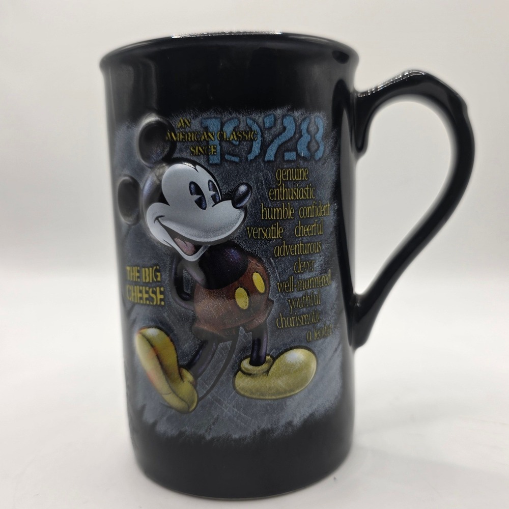 Disney Mickey Mouse 3D The Big Cheese 1928 Black Ceramic Tall Coffee Mug Classic